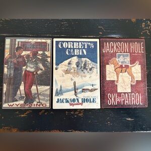 Lot Of Three Jackson Hole Wyoming Ski Resort Wooden Mailable Postcards Unique